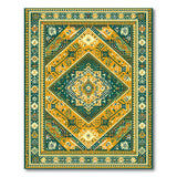 Teal and Gold Heritage Tribal Area Rug