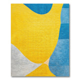 Vibrant Yellow Blue Abstract Wave Area Rug