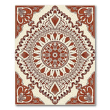 Cream and Terracotta Mandala Persian Area Rug