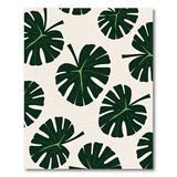 Green Monstera Leaves Pattern Area Rug