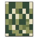 Green Green Geometric Patchwork Area Rug