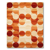 Bold Orange Geometric Circle Area Rug
