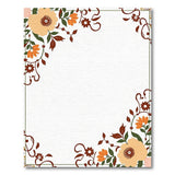 Peach Orange Floral Border Area Rug