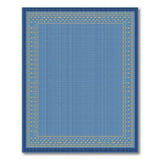 Navy Blue Area Rug with Gold Dot Border