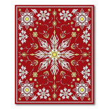 Red Snowflake Floral Medallion Area Rug