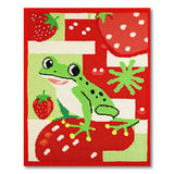 Playful Frog on Strawberry Kids Area Rug
