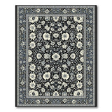 Black White Persian Floral Area Rug