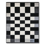 Modern Black White Checkered Area Rug