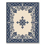 Navy Ornate Border Persian Area Rug