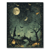 Spooky Witch Moonlit Halloween Area Rug