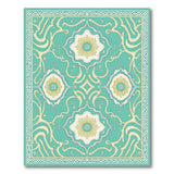 Teal Persian Sunflower Medallion Area Rug