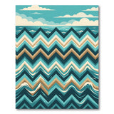 Teal Ocean Zigzag Wave Area Rug