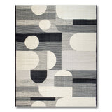 Bold Geometric Black White Abstract Area Rug