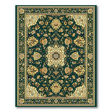 Emerald Green Traditional Persian Medallion Rug