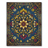 Navy Gold Ornate Floral Vintage Area Rug