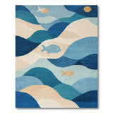 Blue Ocean Waves with Playful Fish Area Rug