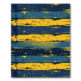 Distressed Blue Yellow Striped Area Rug