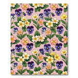 Whimsical Pansy Primrose Pink Floral Area Rug