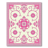Elegant Pink Floral Cream Area Rug