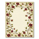 Red Floral Vine Border Cream Area Rug