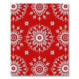 Red Red Snowflake Mandala Area Rug