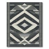 Bold Black White Geometric Tribal Area Rug