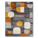 Modern Geometric Grey Orange Abstract Area Rug