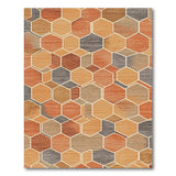 Washable Terracotta Geometric Hexagon Low Pile Area Rug