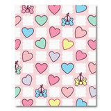 Playful Pastel Hearts Bows Area Rug
