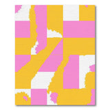 Vibrant Pink Yellow Jagged Geometric Area Rug