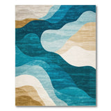 Blue and Teal Layered Teal Blue Wave Area Rug