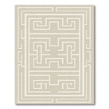 Geometric Modern Beige and Neutral Beige Greek Key Geometric Area Rug