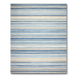 Geometric Modern Blue and Teal Blue Striped Geometric Area Rug