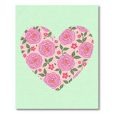 Romantic Pink Rose Heart Area Rug
