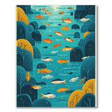 Golden Koi in Teal Canyon Area Rug