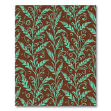 Teal Fern Leaf Swirl Brown Area Rug