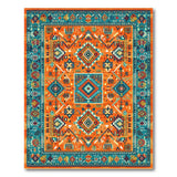 Vibrant Orange Teal Geometric Southwestern Rug