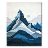 Layered Blue Mountain Peaks Geometric Area Rug