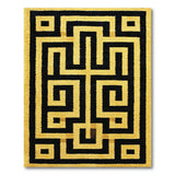 Bold Black Yellow Geometric Maze Rug