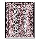 Pink Leopard Print Vintage Border Area Rug