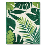 Coastal Beach Vibrant Green Monstera Leaf Area Rug