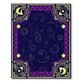 Navy Cosmic Swirl Area Rug with Ornate Star Borders