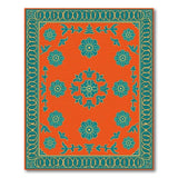 Orange Vibrant Orange Teal Floral Persian Rug