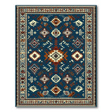 Navy Blue Heritage Tribal Geometric Rug