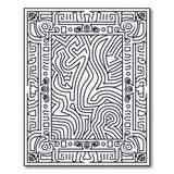 Black White Geometric Maze Labyrinth Geometric Modern Rug