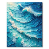 Abstract Blue Ocean Wave Washable Area Rug, Low Pile Non-Slip