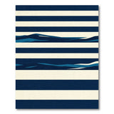 Navy Striped Area Rug with Teal Waves