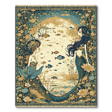 Moonlit Mermaid Lagoon Teal Rug