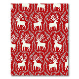 Festive White Deer Silhouettes on Red Vine Rug