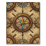 Rainbow Compass Ship Wheel Vintage Rug